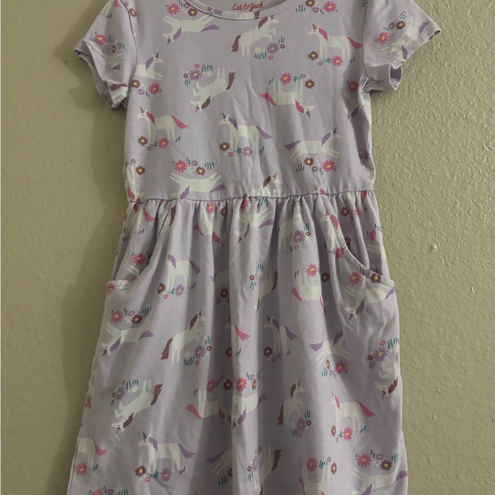 Cat & Jack Gray Casual Sundress Short Sleeve Crew Neck